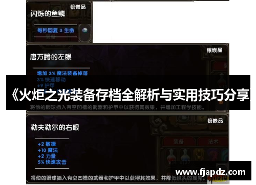 《火炬之光装备存档全解析与实用技巧分享》