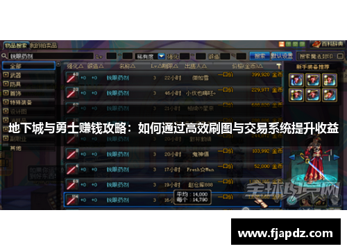 地下城与勇士赚钱攻略：如何通过高效刷图与交易系统提升收益